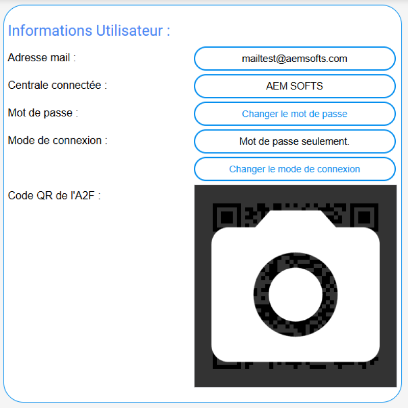 Figure n°1 : Page des paramètres utilisateurs