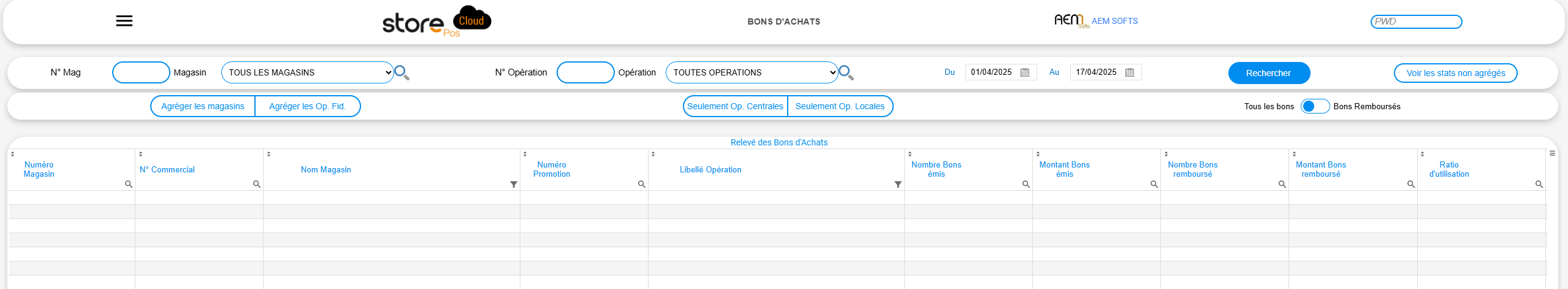 Figure n°3 : Page Bon Achat Stats Agrégées Figure n°3 : Page Bon Achat Stats Agrégées