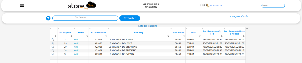 Figure n°1 : Page des magasins. Figure n°1 : Page des magasins.