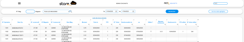 Figure n°1 : Page des magasins. Figure n°1 : Page des magasins.