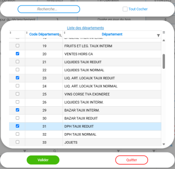 Figure n°16 : Cellule choix codes Département Figure n°16 : Cellule choix codes Département