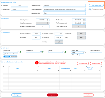 Figure n°27 : Page Opération Fidélité Figure n°27 : Page Opération Fidélité
