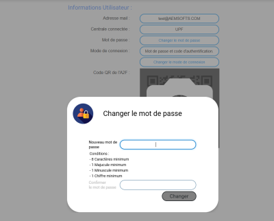 Figure n°4 : Page de modification du mot de passe. Figure n°4 : Page de modification du mot de passe.