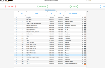 Figure n°26 : Page Liste Opération Figure n°26 : Page Liste Opération