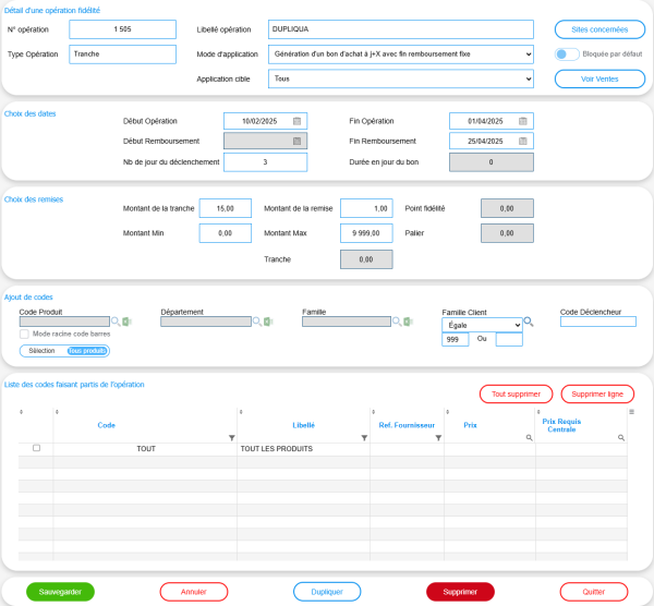 Figure n°8 : Page Opération Figure n°8 : Page Opération