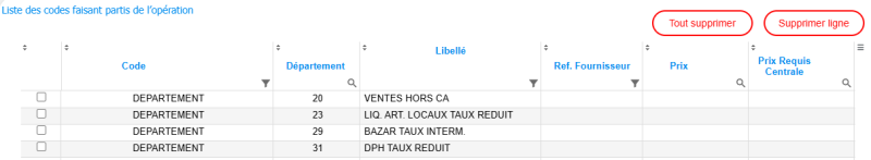 Figure n°17 : Cellule Tableau des codes via recherche Figure n°17 : Cellule Tableau des codes via recherche